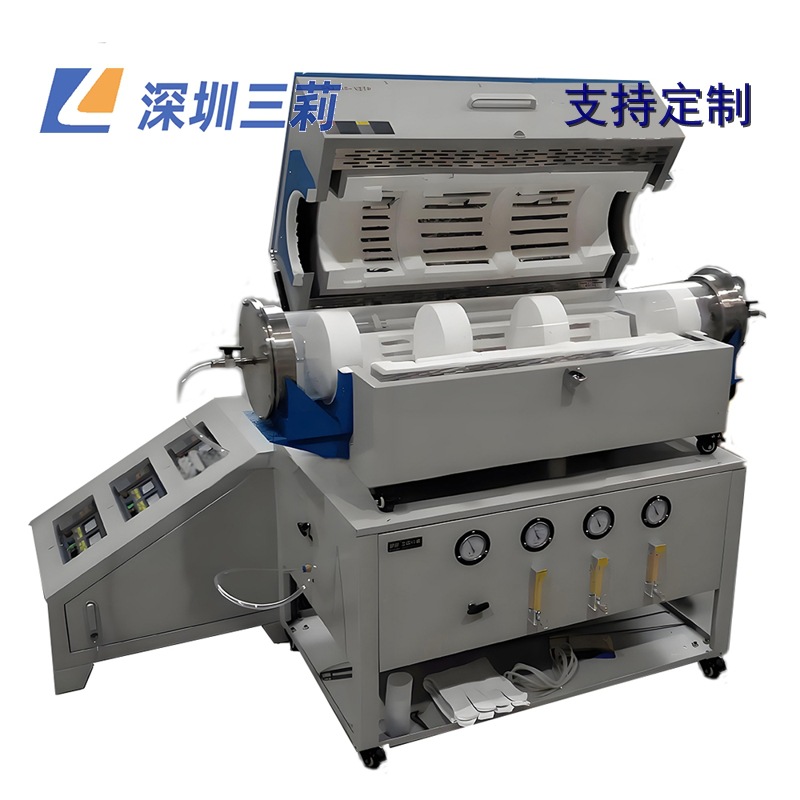 多温区管式气氛高温电阻炉 三温区三气源 真空气氛保护管式马弗炉