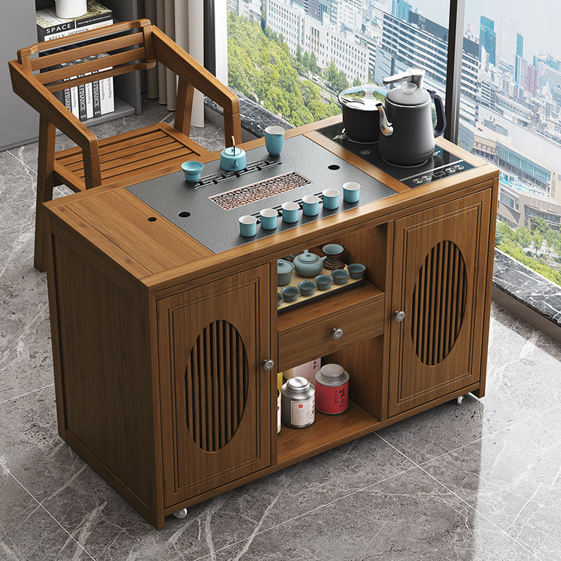 Tea Cabinet, Mobile Tea Table, Tea Cart, Home Balcony Small Tea Table, Wheeled Tea Table, Kung Fu Tea Set, Water Boiling All in One
