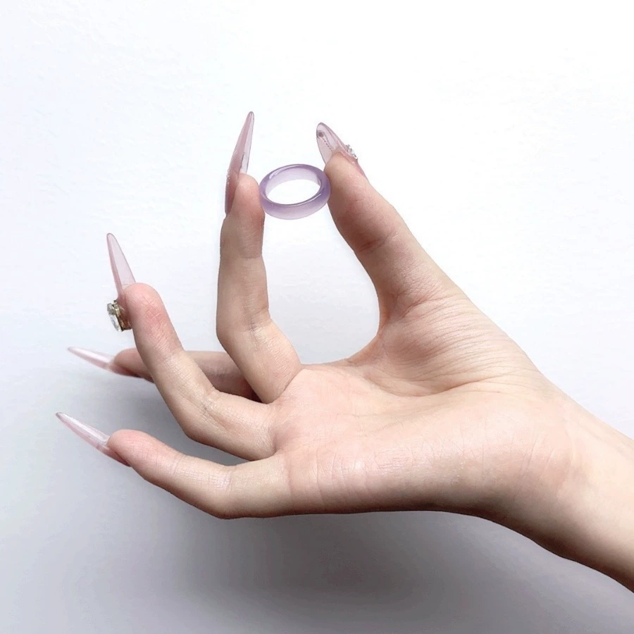 Оптовые кольца из агата, кольца из ледяного халцедона класса А, натуральные парные кольца, регулируемые кольца, в наличии, цвет ледяной фиолетовый.