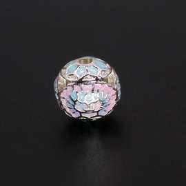 古风景泰蓝滴油烧蓝珐琅彩佛珠串链DIY合金饰品配件莲花圆珠009