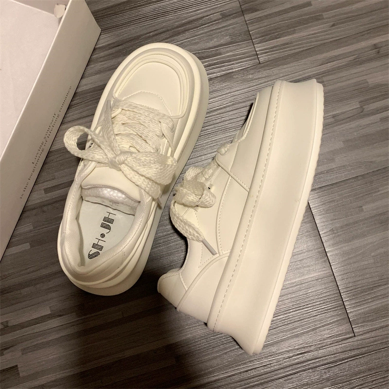 Женские белые туфли Zhao Lusi на толстой подошве, увеличивающие рост, популярные повседневные спортивные кроссовки на платформе, хлебные туфли с большим носком, универсальные