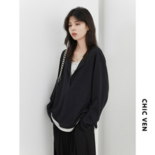 3127# CHIC VEN�����¿������ײɫ��������֯T��������糤��Ů