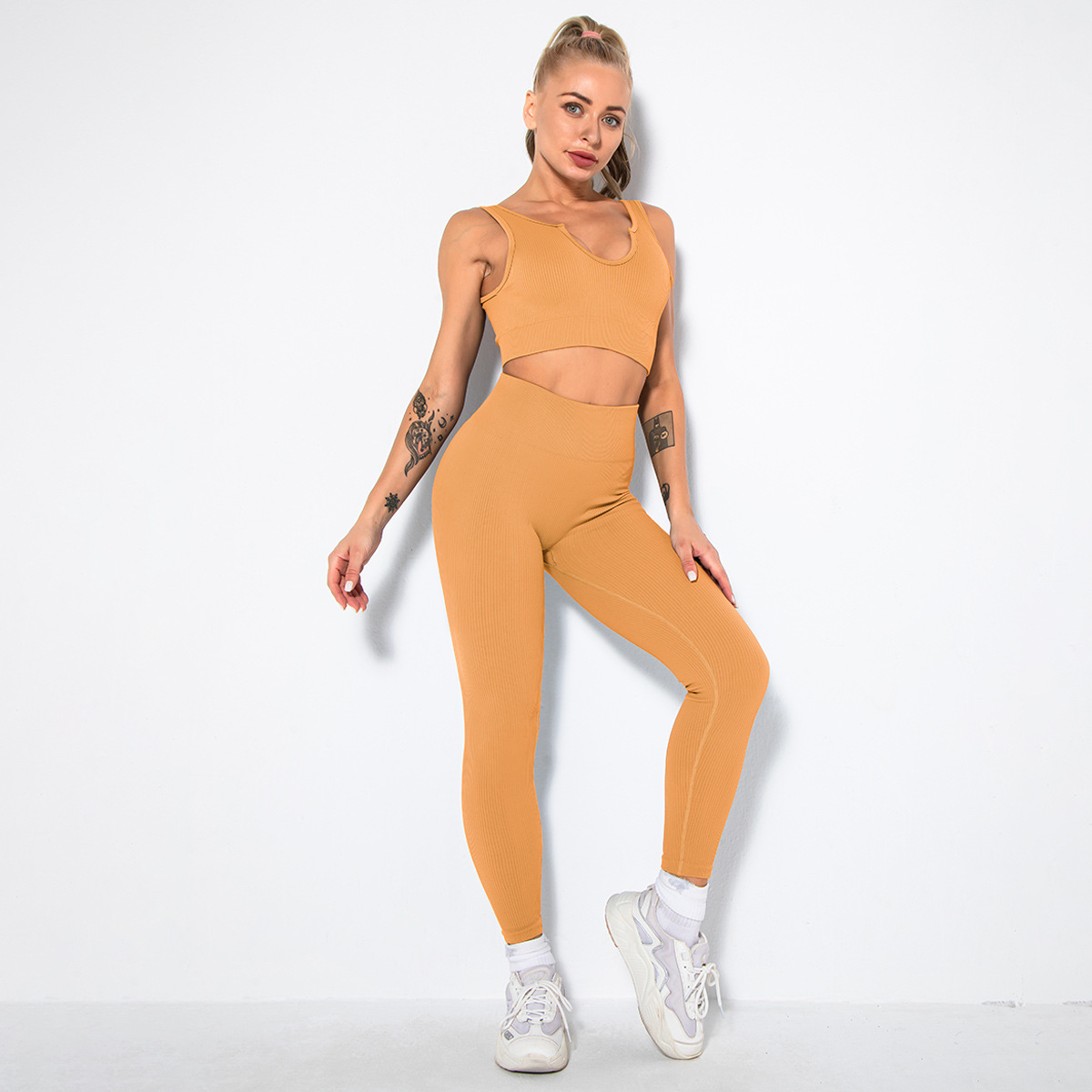 2/4/6PCS Seamless Women Yoga Set Workout Sportswear Fitness Bra Sport Pants Gym Clothing High Waist Leggings Shorts Sports Suits