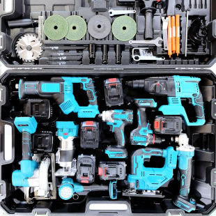 9-Piece Lithium Battery Tool Set: Electric Hammer, Angle Grinder, Electric Drill, Electric Wrench, Electric Saw, Trimming Machine, Reciprocating Saw, Floor Drill