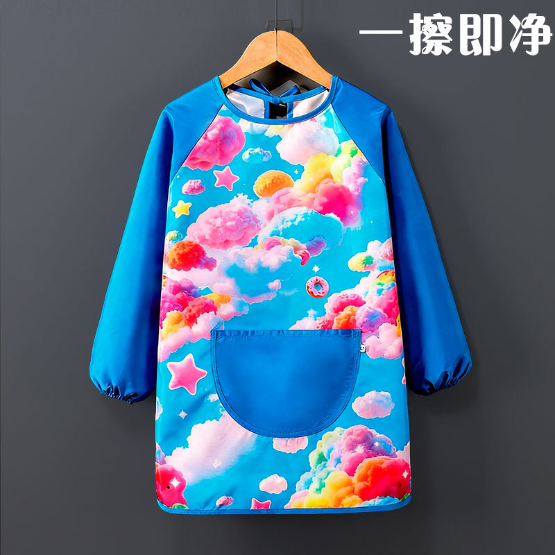 Pintura infantil impermeable de manga larga bata de jardín de infantes arte pintura vestirse a la inversa bebé comiendo babero Mujer bebé delantal