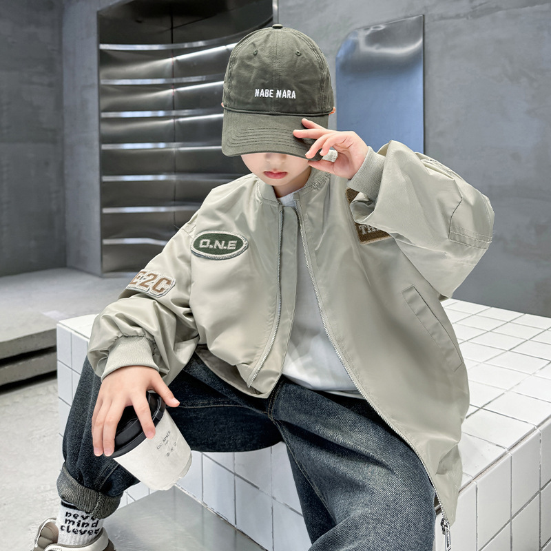 Boys' Spring and Autumn Clothing, Youth Baseball Jacket, 2026 New Style, Children's Boys' Autumn Cool and Stylish Workwear Jacket Boys' Spring and Autumn Clothing, Youth Baseball Jacket, 2026 New Style, Children's Boys' Autumn Cool and Stylish Workwear Jacket