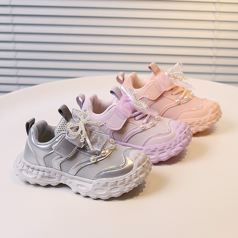 Children's fashionable universal sneakers girl's with bow for…