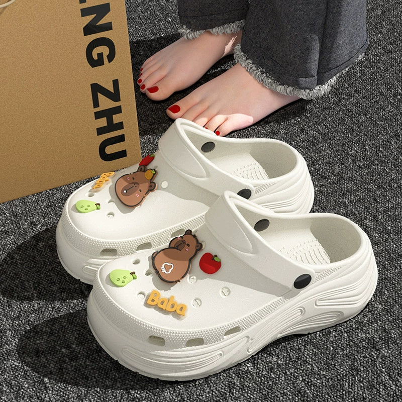 Женские сандалии Kapibala Croc Shoes, новинка 2025 года, летняя верхняя одежда, нескользящие сандалии на толстой подошве для женщин