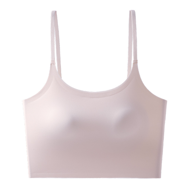 Chaleco de cinturón de primavera y verano femenino sin anillo de acero con cojín de pecho fijo no correr taza hermosa espalda transpirable color sólido sin usar sostén