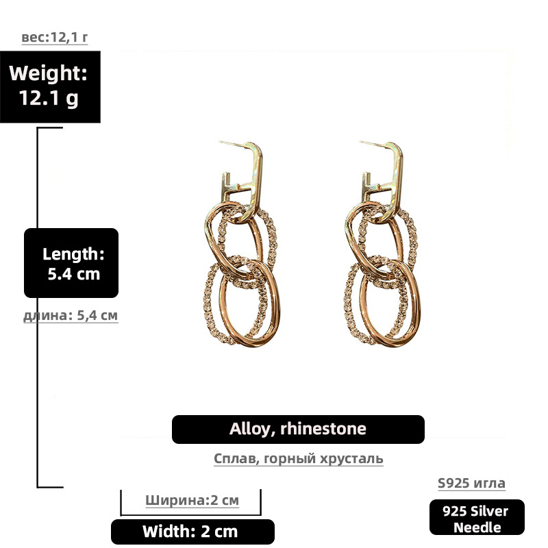 Fashion Multi-layer Geometric Inlaid Rhinestone Earrings display picture 2