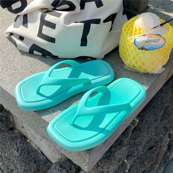 Japanese Style Simple ins Fashionable Solid Color Flip-Flops Women's Summer New Student Outer Wear Soft Bottom Sandals and Sandals