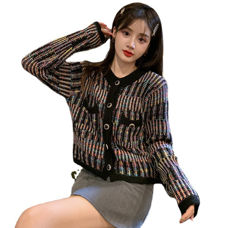 2023 Autunno Nuovo Moda Eleganza Cappotto Donna Stile Lazy Piccolo Girocollo Maglia Top_voghion.com