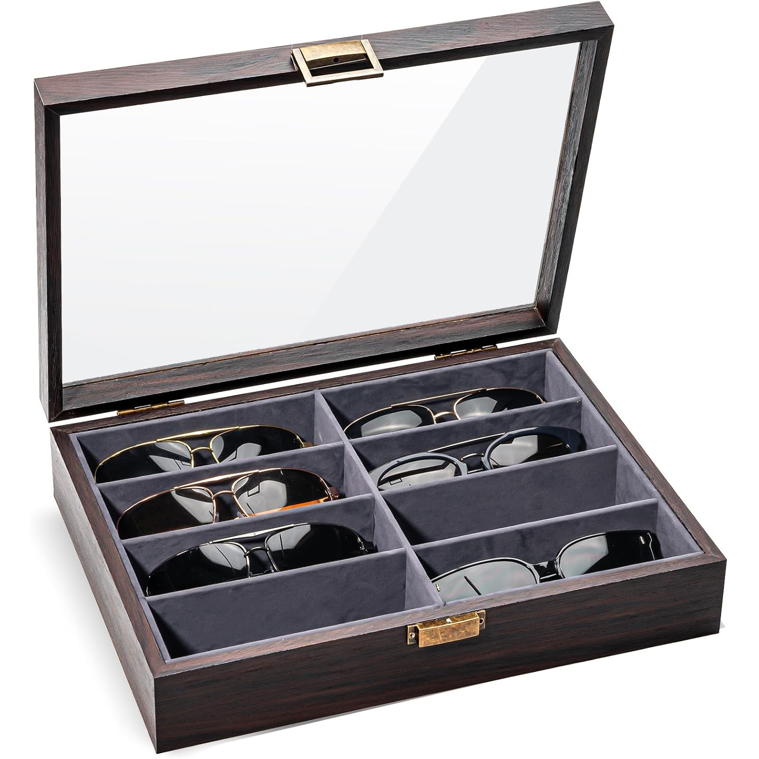 8비트 브라운 우드 그레인 안경 케이스 1호