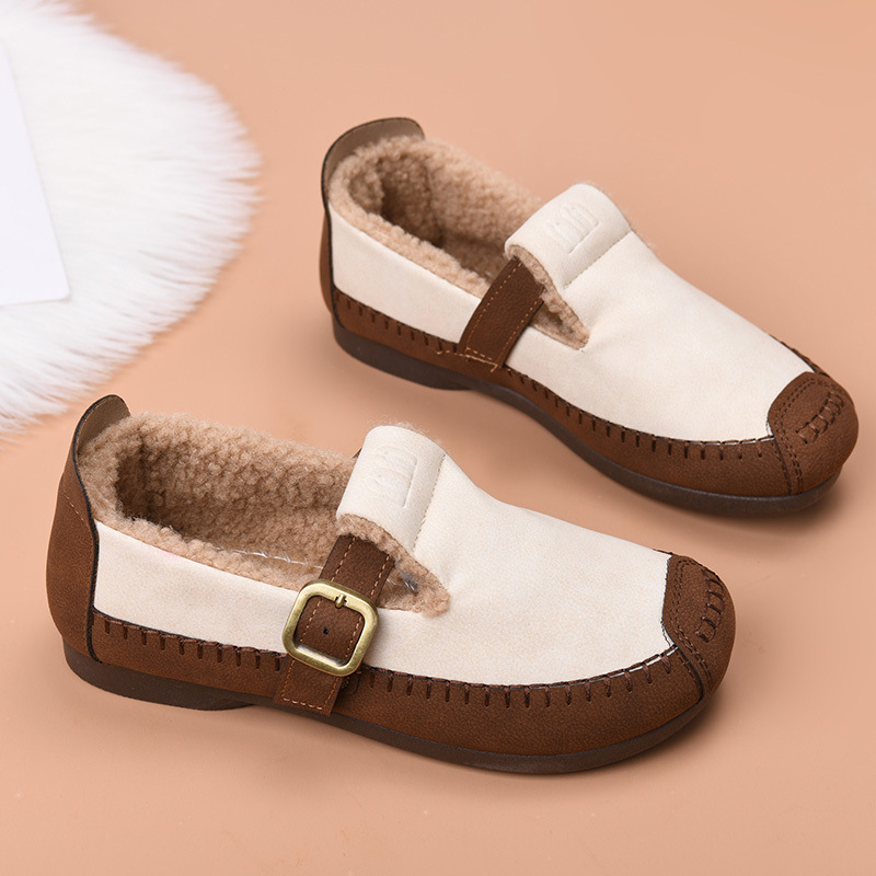 Winter insulated keep warm non-slip “mom shoes” flat