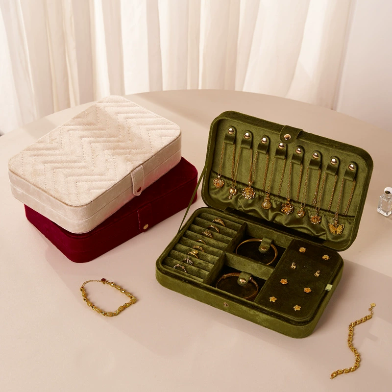 Новая высококачественная бархатная коробка для хранения ювелирных изделий, большая вместительная коробка для хранения ювелирных изделий в стиле ретро, ​​коробка для хранения сережек, ожерелья