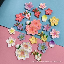 仿真桃花系列树脂diy饰品配件手机壳洞洞鞋贴片发夹发饰材料贴片