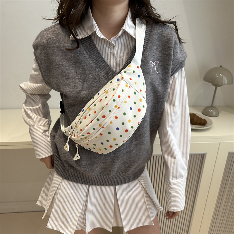 2024 nuevo arco iris onda punto de mujer bolso de pecho pequeño bolso de cambio de teléfono móvil bolso de pecho de moda casual simple brazo