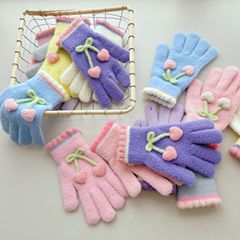 秋冬可爱手套女百搭加厚防寒针织骑行保暖冬季全指学生可触屏手套