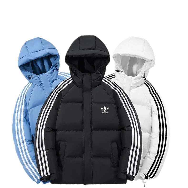 Ropa de hombre transfronteriza 2024 invierno clásico de algodón de tres barras hombre pareja deportiva pan al aire libre chaqueta de algodón chaqueta mujer