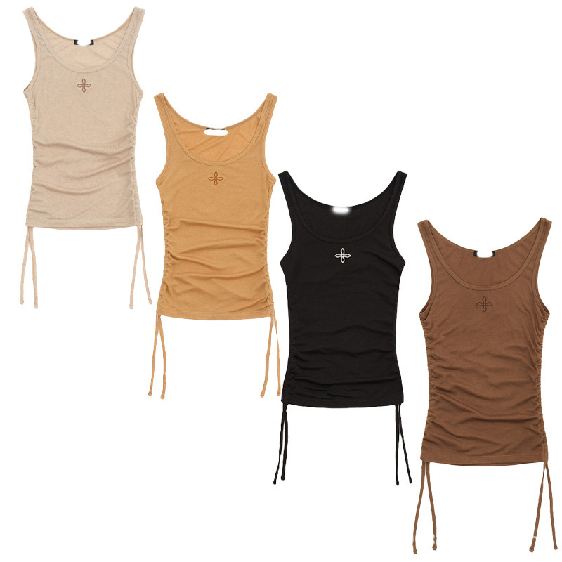 SMFK Classic Blind Vest Elastic Adjustable Embroidered Camisole Short Top Women SMFK Classic Blind Vest Elastic Adjustable Embroidered Camisole Short Top Women