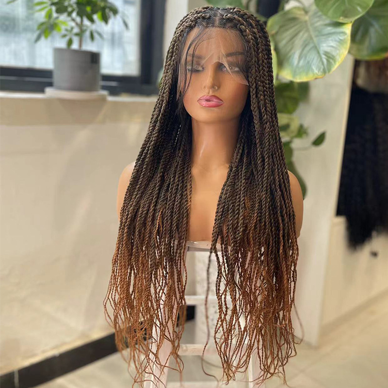 Wig European and American Style Dreadlocks Full Lace Crochet Hairpiece Three-Strand Braided Hand-Twisted Two-Strand New Hairpiece