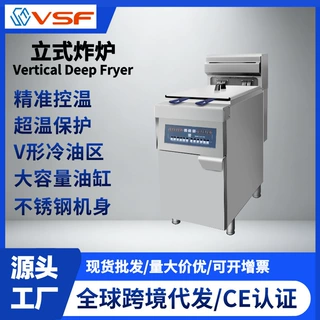 VSF立式电脑版电炸炉商用落地式单缸双缸智能恒温炸鸡薯条油炸炉