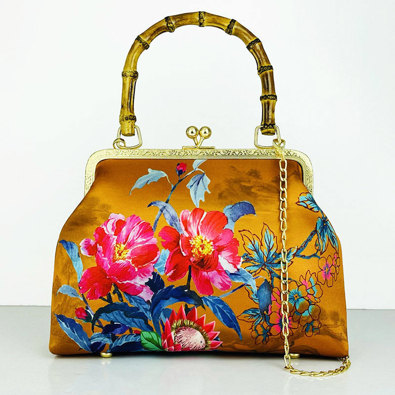 Cheongsam bag Handbag Handbag Crossbody bag Fashion temperament Antique mouth gold bag Cheongsam bag Bamboo joint_voghion.com
