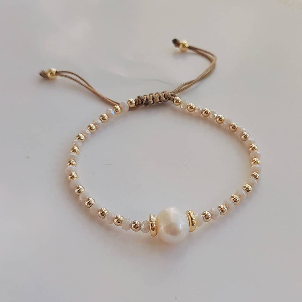 1 Piece 1 Set Fashion Geometric Pearl Knitting Womenu0027S Bracelets