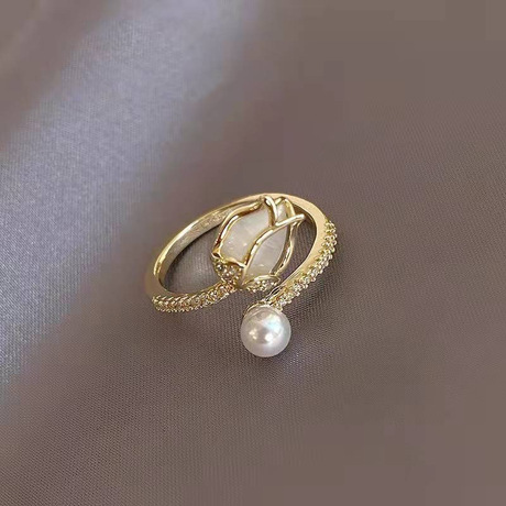 Tulip Rings Jewelry Cross-border Copper Zirconium Tulip Ring Xiyin Amazon Fashio