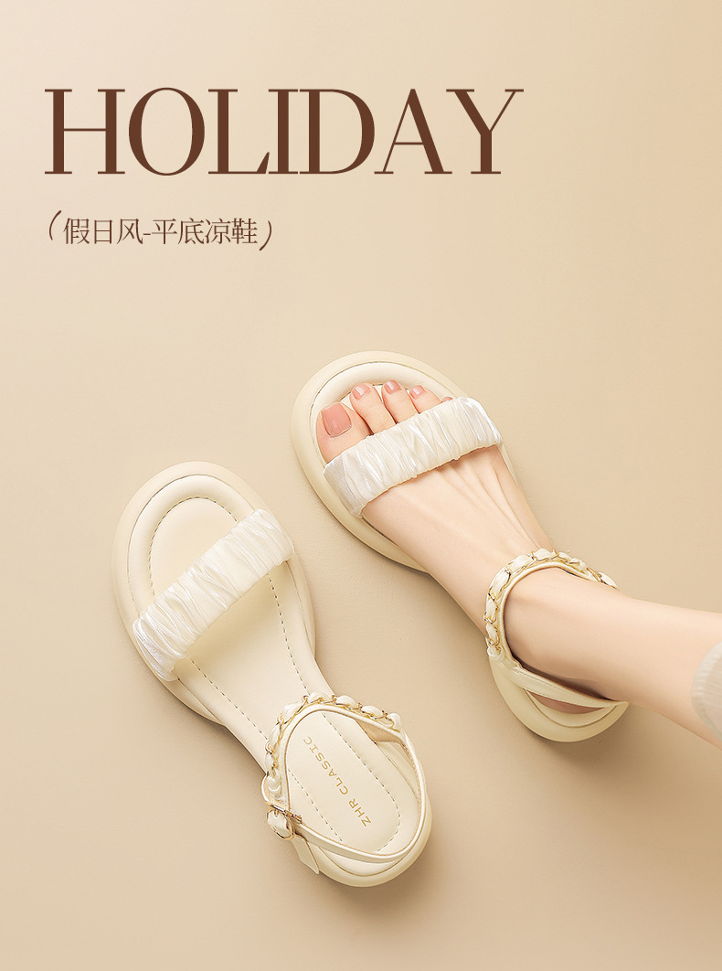 Sandal nữ quai chữ V đế dày mềm mại, chống mài mòn, đi biển thoải mái — BL717 Hạnh chi tiết 3
