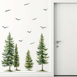 冬季森林冷杉树家居墙贴客厅沙发卧室背景装饰跨境可移除 MUP1988