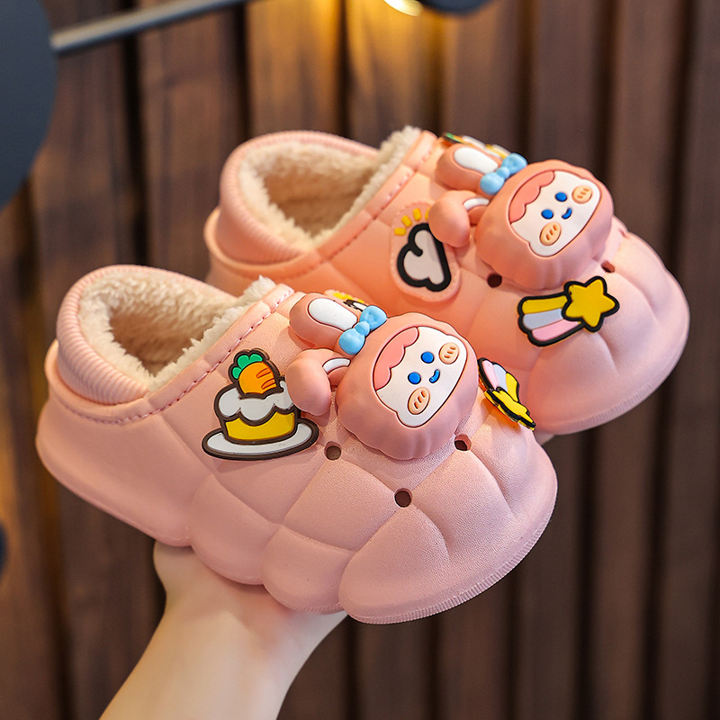 Zapatillas de algodón para niños de invierno Niños y niñas padre-hijo impermeable antideslizante bolsa talón cálido forro polar niños bebé Zapatillas de algodón