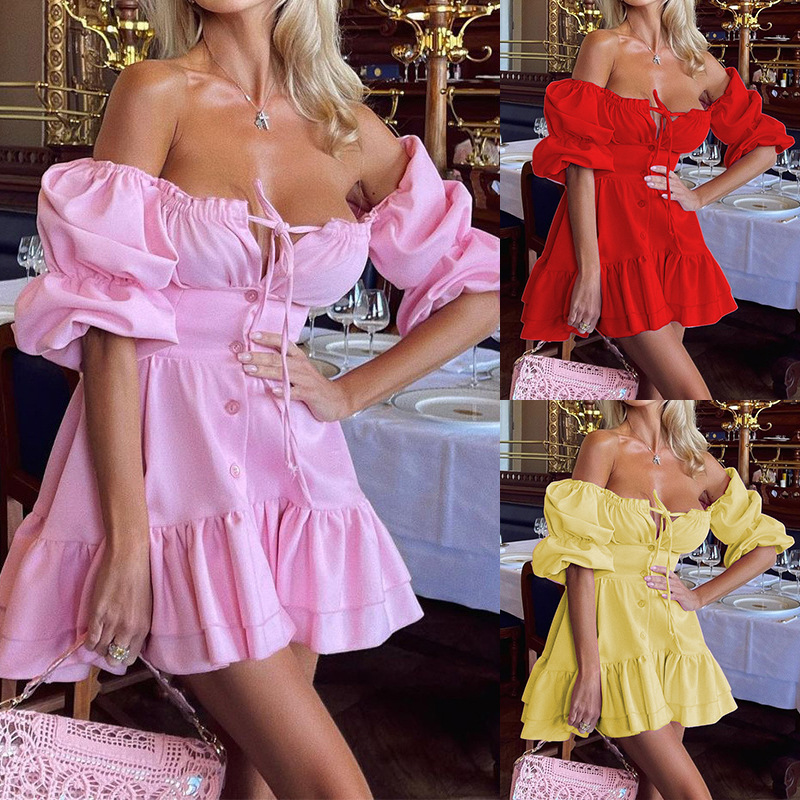 Women's Clothing sexy solid color long sleeved tube top temperament dress_senzul.com