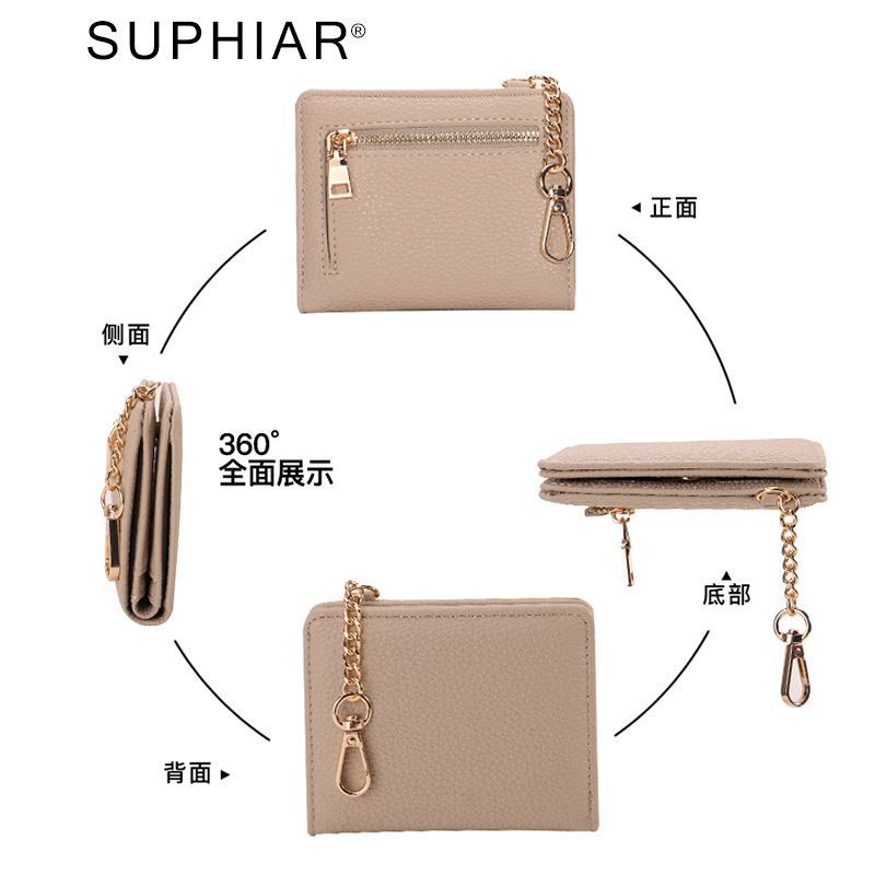 Promoción PU simple cartón zipper lichi patrón de dama monedas bolsa multifuncional monedero ultra delgado personalizado