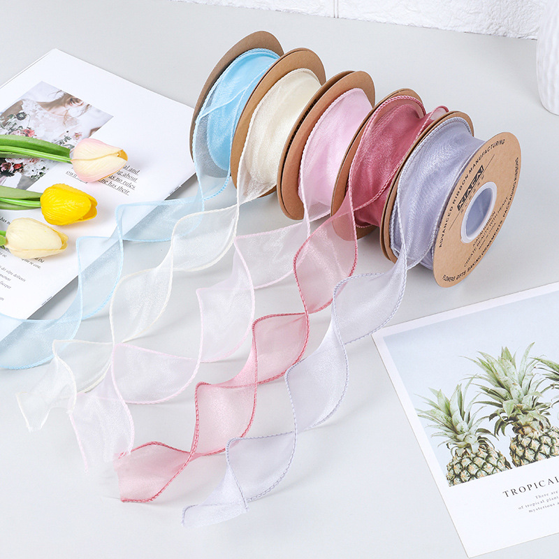 Plain colour Crow&#39;s feet Shadai Lace Flower art Silk ribbon Catcher 4.0cm flower Packing tape Spray wholesale Solid