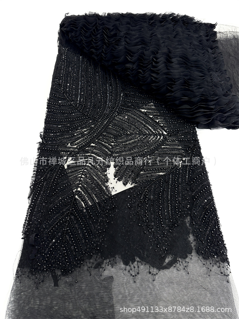 Nuevo fabricante de ondas en stock telas bordadas de alta fijación vestido de boda vestido de tela de moda image 7