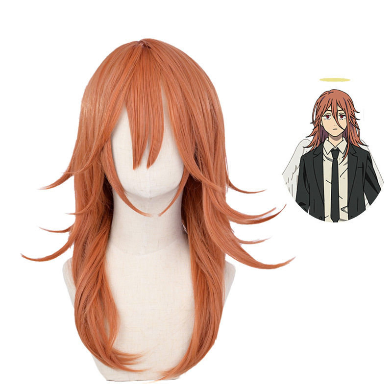 Anime wig cosplay chainsaw man chainsaw man angel devil dark orange anti-warped wig headgear wholesale