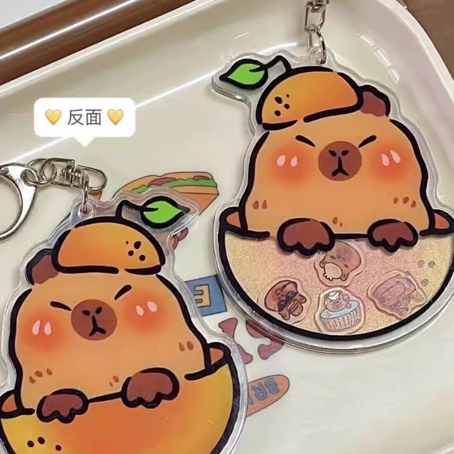 Perro Pacha de dibujos animados crayón pequeño Nuevo llavero colgante lindo colgante de acrílico mecedora música estudiante accesorios regalo