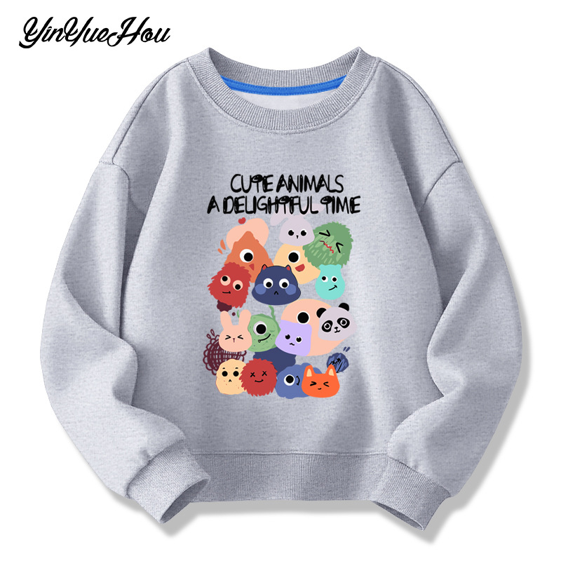 Girls' sweatshirt, new spring and autumn style, round neck, base layer, cartoon fashion, pure cotton long-sleeved jacket for medium and large children, factory dropshipping available.