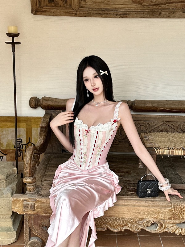 法式少女甜美吊带上衣鱼骨胸衣+半裙|undefined