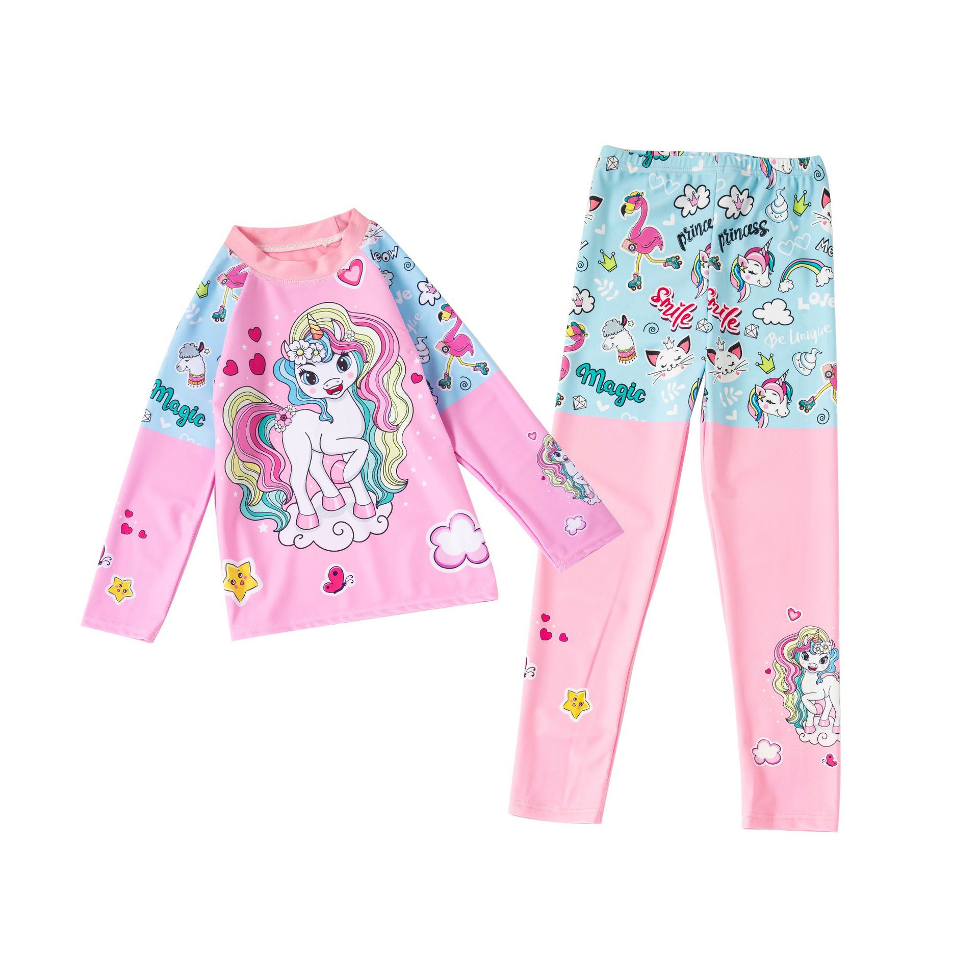 Traje de baño para niños de manga larga para niñas pequeño mediano y grande de una pieza de protección solar de dibujos animados bañador estudiante Hot Spring traje de baño de secado rápido al por mayor