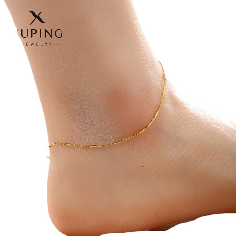 Xuping Jewelry Nueva moda de verano para mujer, tobillera con colgante cuadrado de aleación, accesorios para pies de estilo playero transfronterizo europeo y americano para mujer