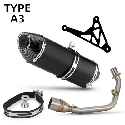 Large Square 14-24, Motorcycle exhaust pipe - front-section-r77-black-carbon-fiber-style-tip
