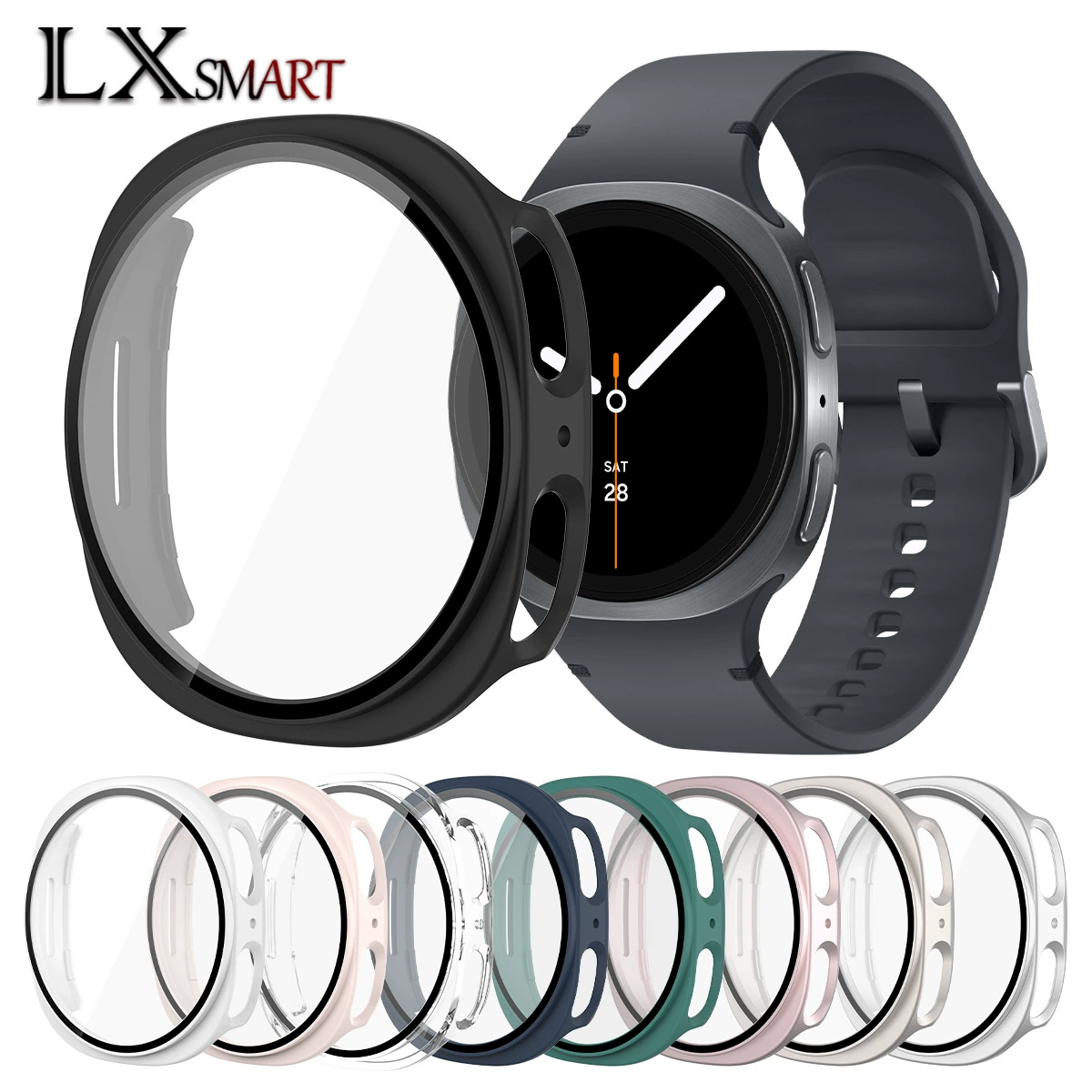 Подходит для Samsung watch8, пленка для распыления масла, встроенный ПК + встроенный корпус из закаленной пленки, подходит для корпуса часов Samsung 8-го поколения