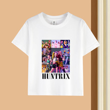 跨境动漫卡通印花230克精梳棉白色圆领上衣短袖中小儿童T恤0821