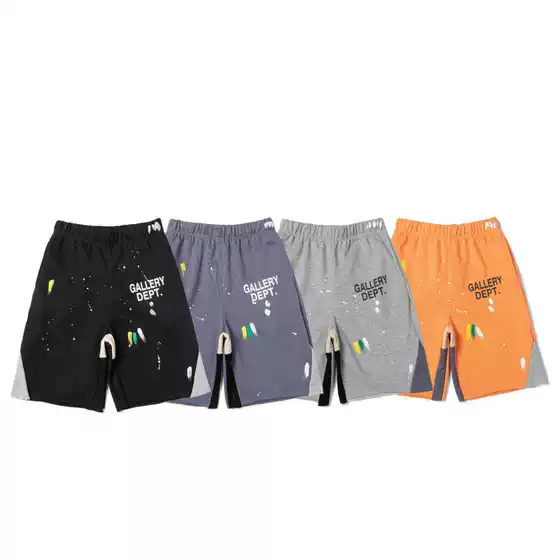 American Retro High Street GALLERY DEPT Shorts Digital Print Graffiti Sweatpants Unisex Straight Leg Athletic Casual