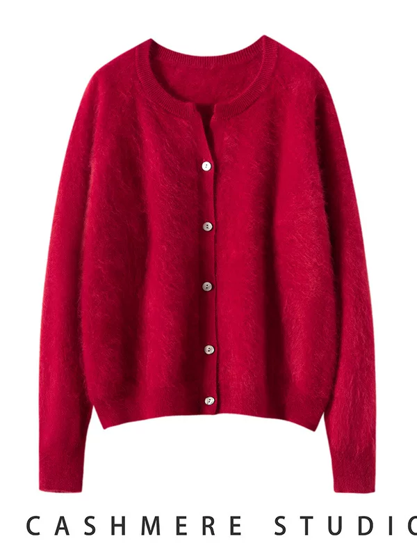 Cashmere winter colored fashionable keep warm cardigan, sweater, increased thickness