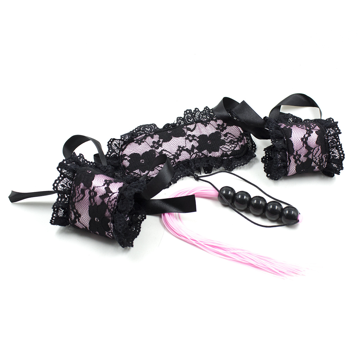 Tienda de la fábrica sexy adultos coqueteo juguetes encaje esposas tobillera látigo traje juguetes alternativos adultos sexo