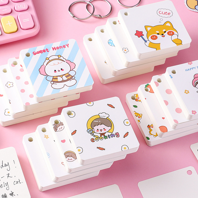 Libro de anillo de alambre Libro de anillo de hierro de dibujos animados de animales Bolsillo de estudiante Bloc de notas portátil Libro de palabras en inglés Libro de hojas sueltas en blanco