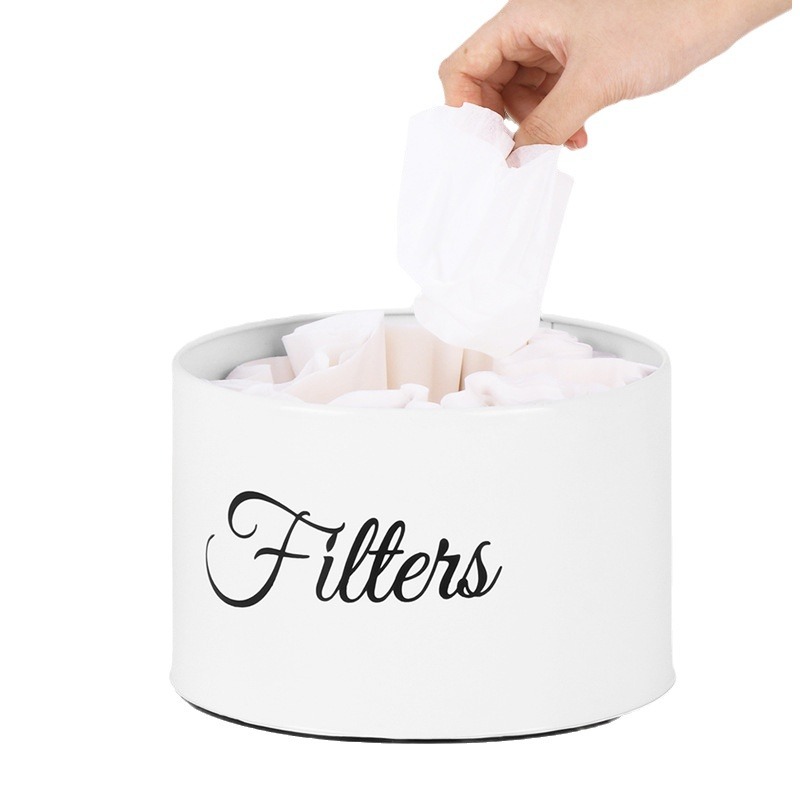 Galletas explosivas, bocadillos, latas redondas, café de hierro metálico de comercio exterior, papel de filtro europeo y americano, barril de almacenamiento, caja de secado a prueba de humedad, simple